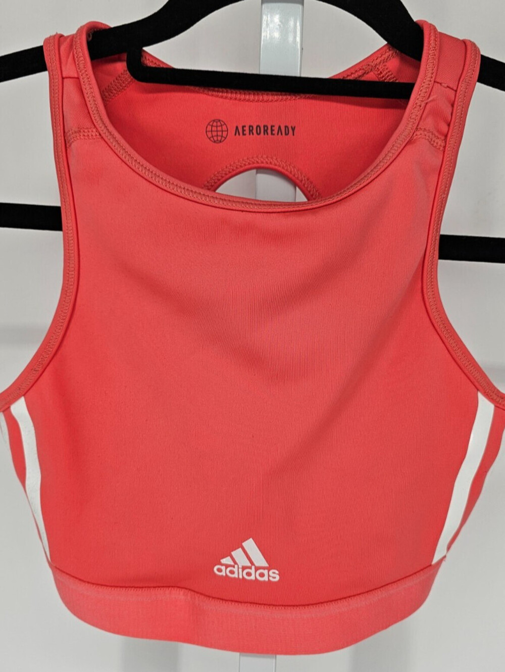 Adidas Aeroready Womens Sz XS Medium Impact Sports Bra Pink White